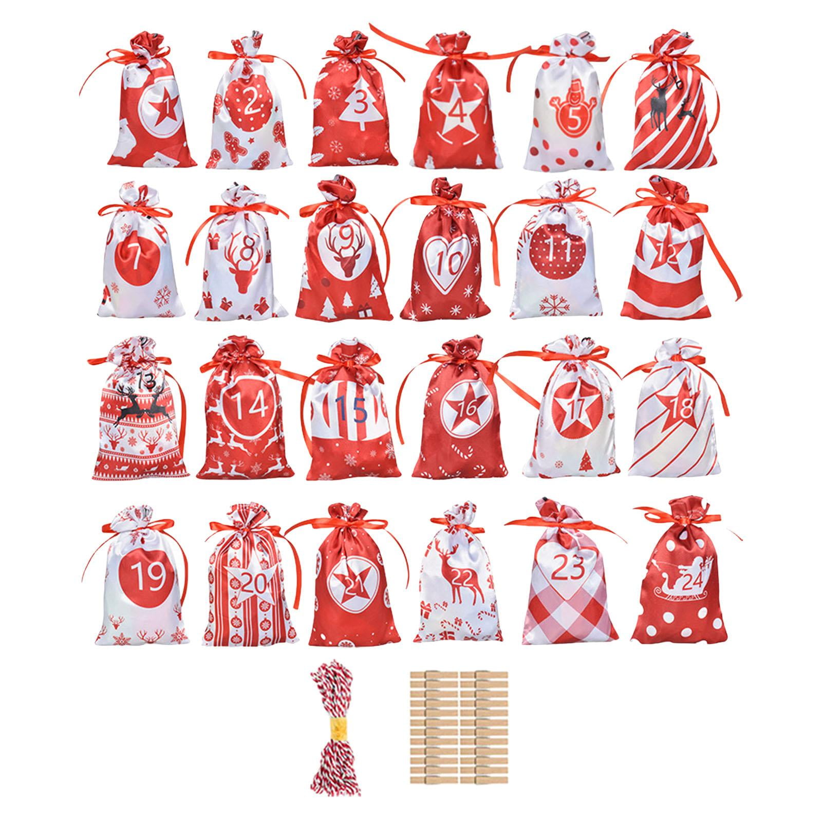 Magideal - Bolsas De Calendario De Adviento De 24 Días Adorno De Navidad Calendario De Navidad Bolsas De Regalo Adornos Decorativos Para Jardín,