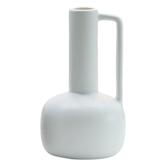 Arreglo De Flores De Jarrón De Arte De Cerámica 7.68 Pulgadas De Altura Para Decoración De Sala De Estar Blanco