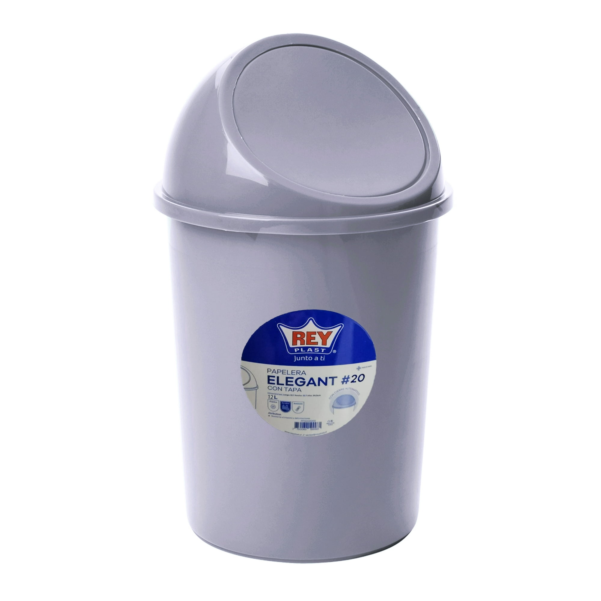 Reyplast - Basurero Con Tapa De Cierre Automático 12 Litros