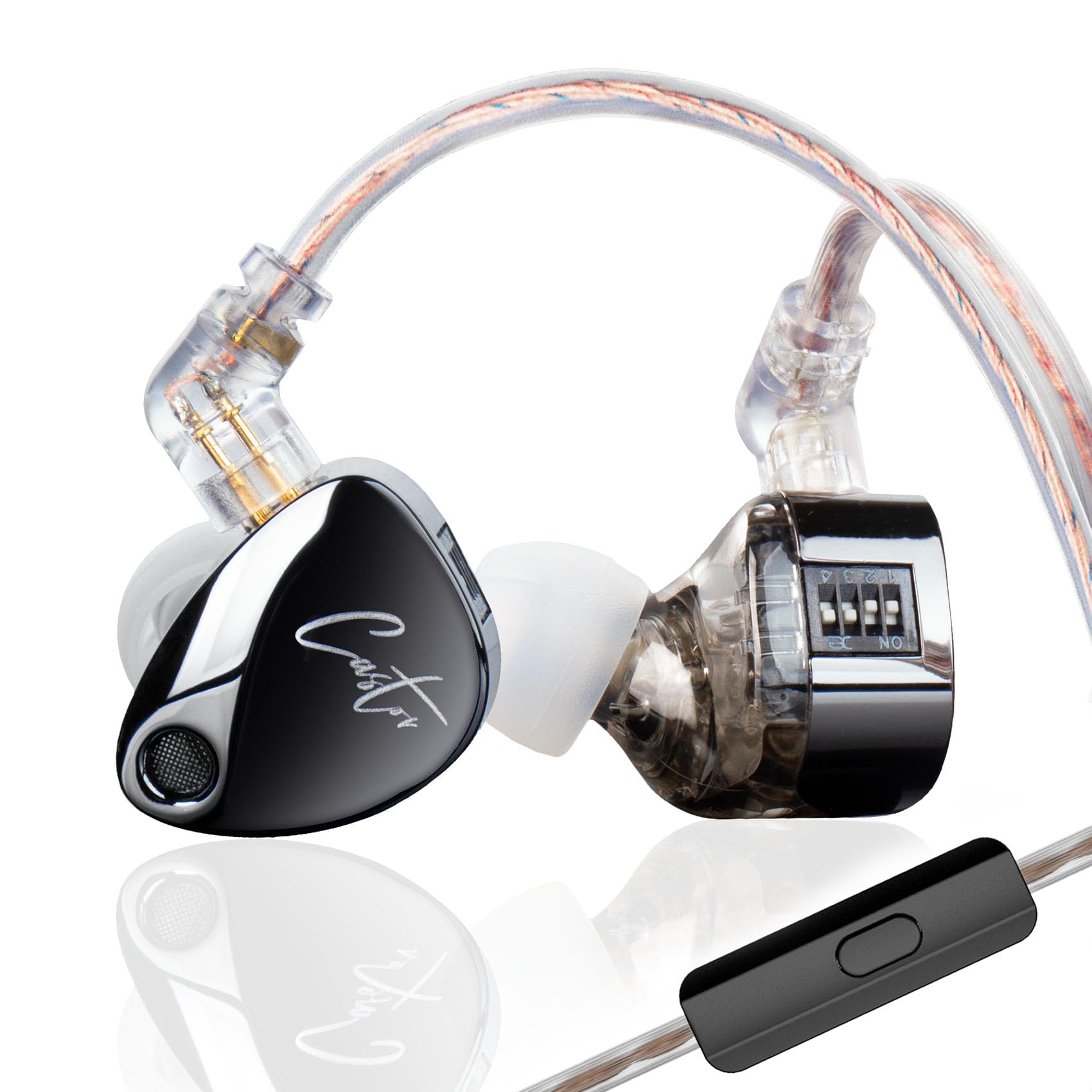 Keephifi - Auriculares Intraurales Kz Castor Con Micrófono, Color Negro Y Plateado
