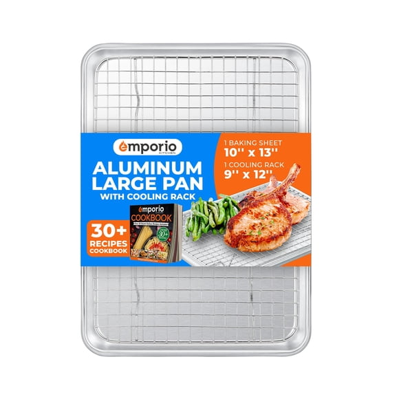 Juego de bandeja para hornear Emporio Kitchen 25 x 33 cm de aluminio con rejilla