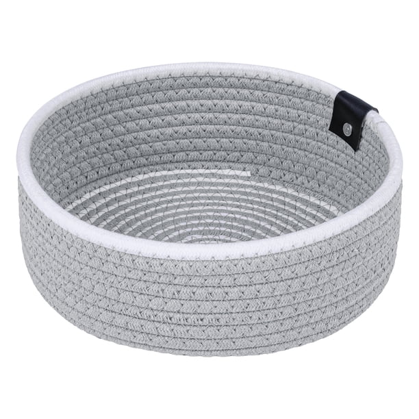 1 Paquete de Cesta de Almacenamiento Tejida, Caja de Almacenamiento para Estante de Armario para Bandeja de Llaves, Cuenco para Escritorio de Entrada, Decoración del Hogar Gris 9.4*9.4*3.9in