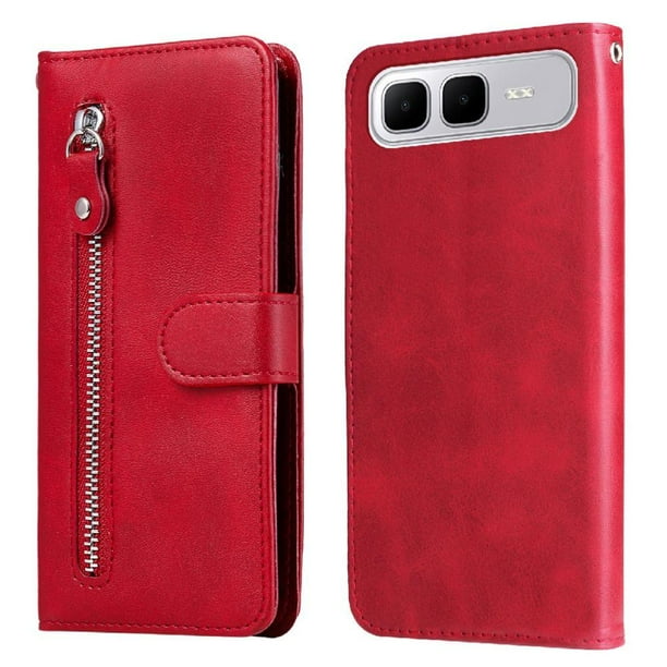 Funda con Cremallera para Infinix Smart10 Plus, Carcasa Cartera de Cuero PU con Soporte y Tarjetero