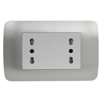 Enchufe Embutido Duplex 2P+T 16A Blanco / Plata Armado - Lexo