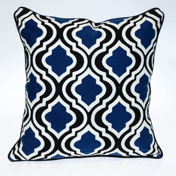 Almohada de la colección Parkland geométrica azul y blanca 50x50 cm