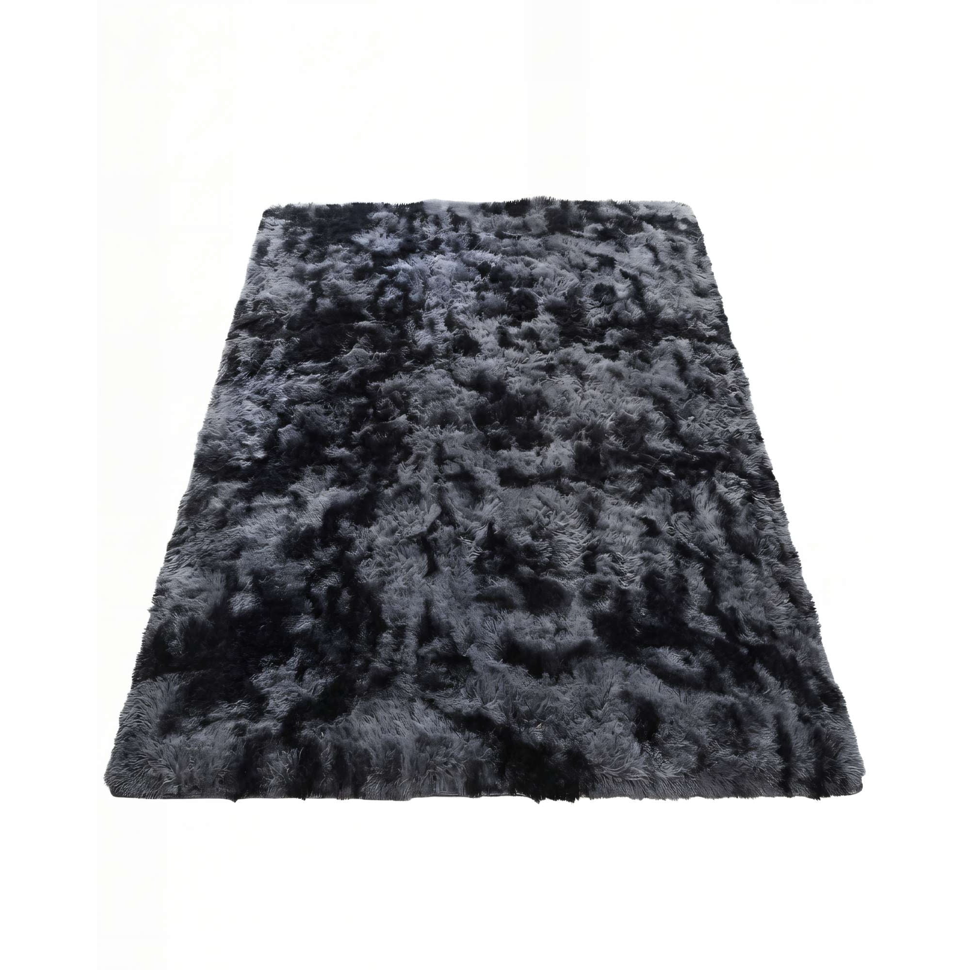 Genérico - Alfombra Peluda 200x300 Premium Color Negro Con Gris