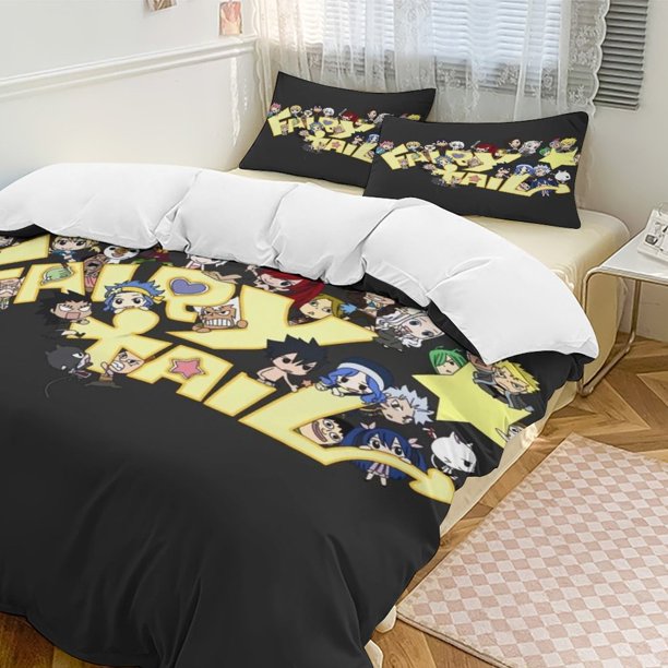 Fairy Tail Anime Home Bed 3-piece Set Classic Japanese Anime Polyester Wash Student Dormitory Set