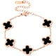 thumbnail image 1 of Pulseras de trébol de oro para mujer, chapadas en oro de 18 quilates, con cadena ajustable (oro rosa y negro)., 1 of 5