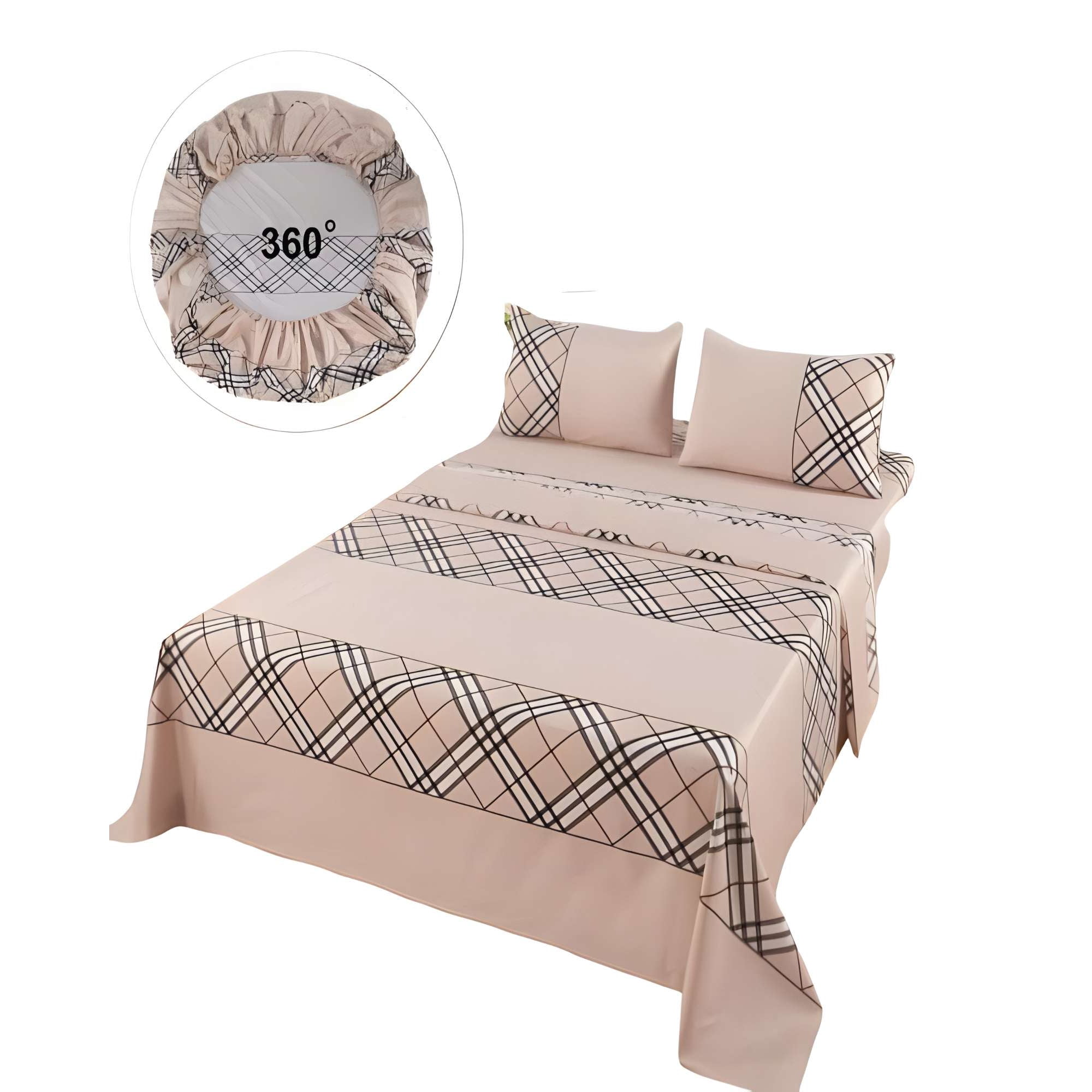 Genérico - Juego De Sabanas Con Diseño Super King Café