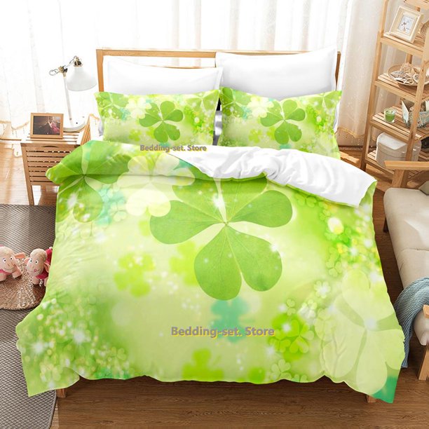 St. Patrick's Day Bedding Set Single Twin Full Queen King Size Bed Set Adult Kid Bedroom Duvetcover Sets 3D Anime Bed Sheet Set Bed Sheets