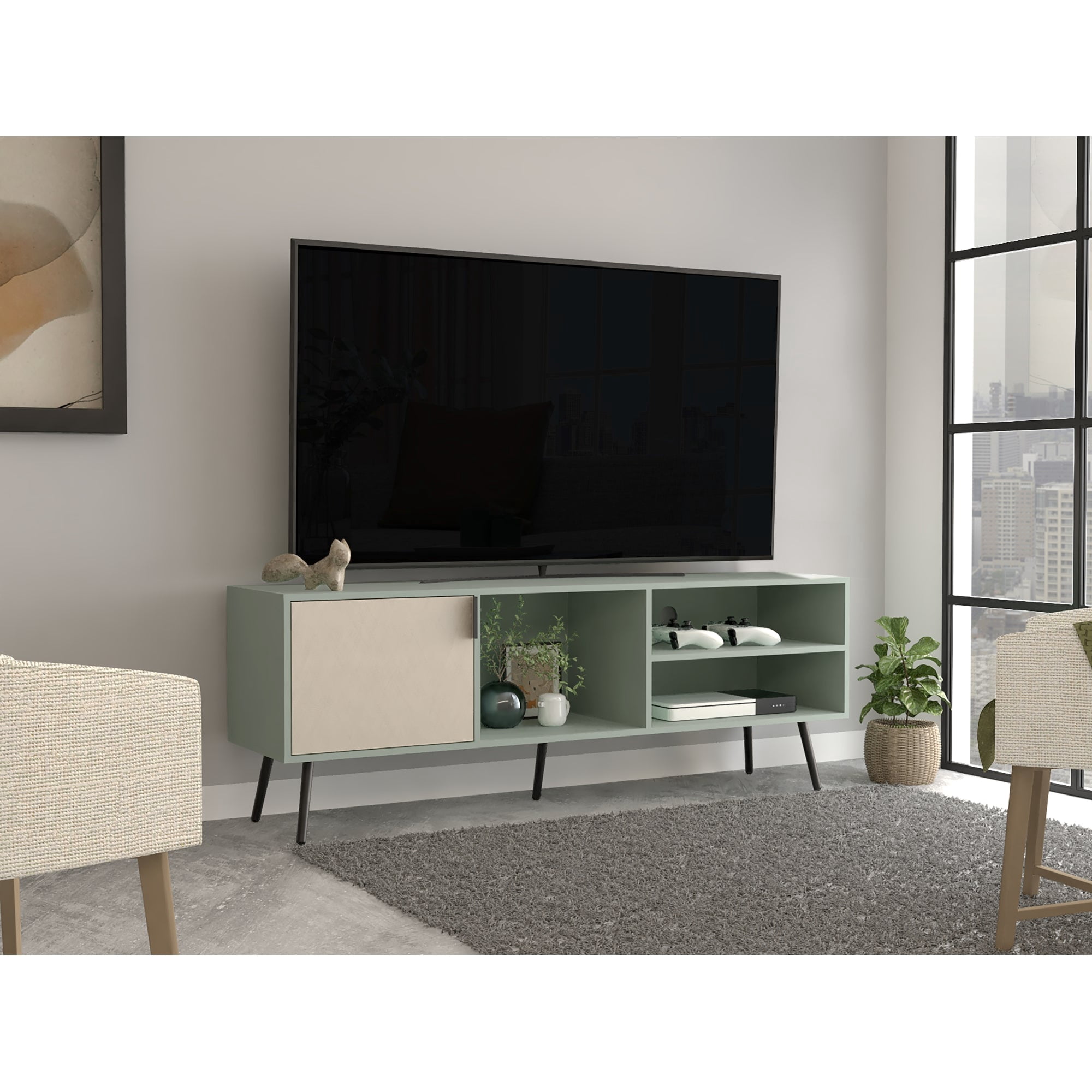 Tuhome - Rack Tv 65" Vulcan 1 Puerta Agave Y Toquilla