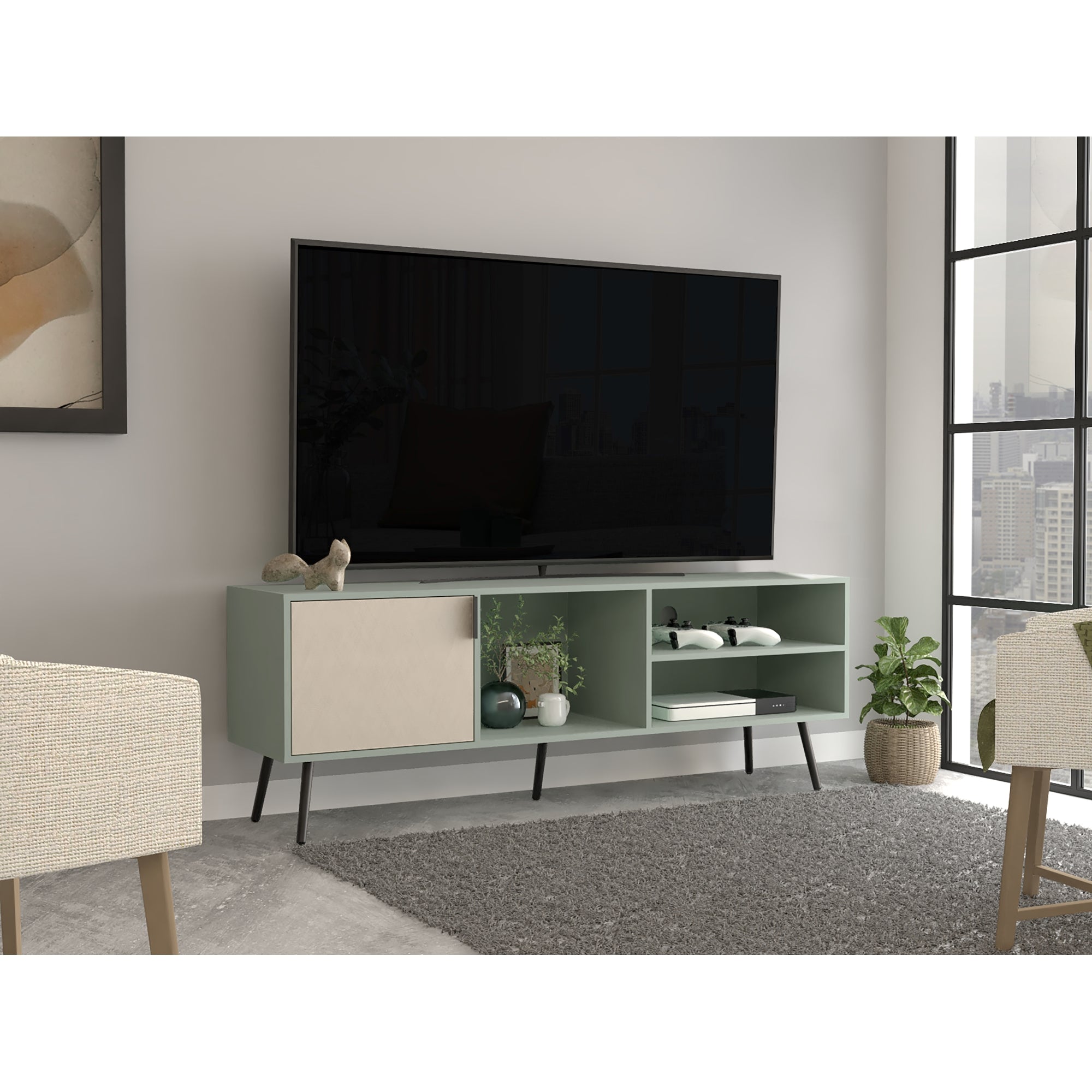 Tuhome - Rack Tv 65"" Vulcan 1 Puerta Agave Y Toquilla