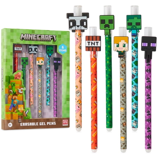 Bolígrafos De Gel Minecraft (paquete De 6) Borrables Para Útiles Escolares