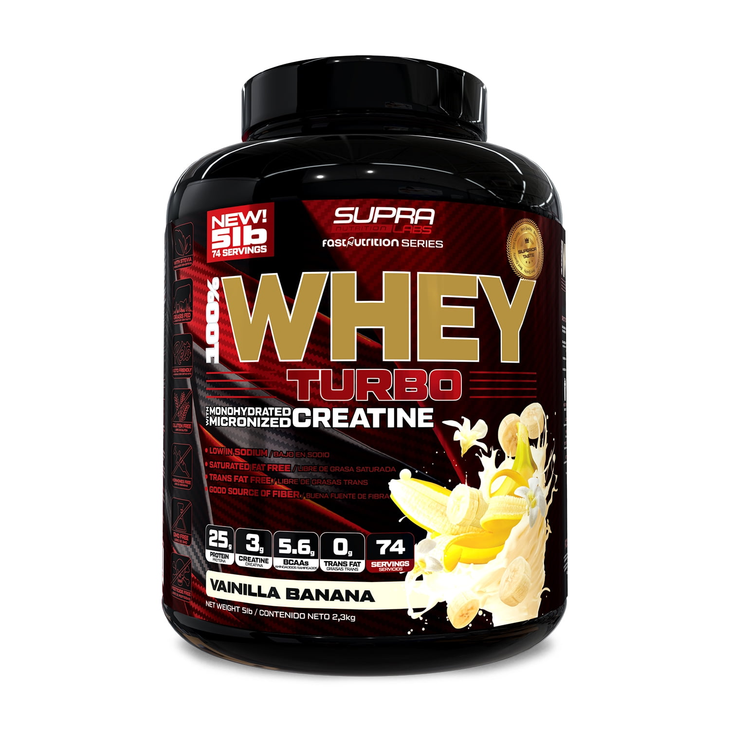 Fast Nutrition - Proteína Whey Turbo 5 Lbs Sabor Vainilla Banana