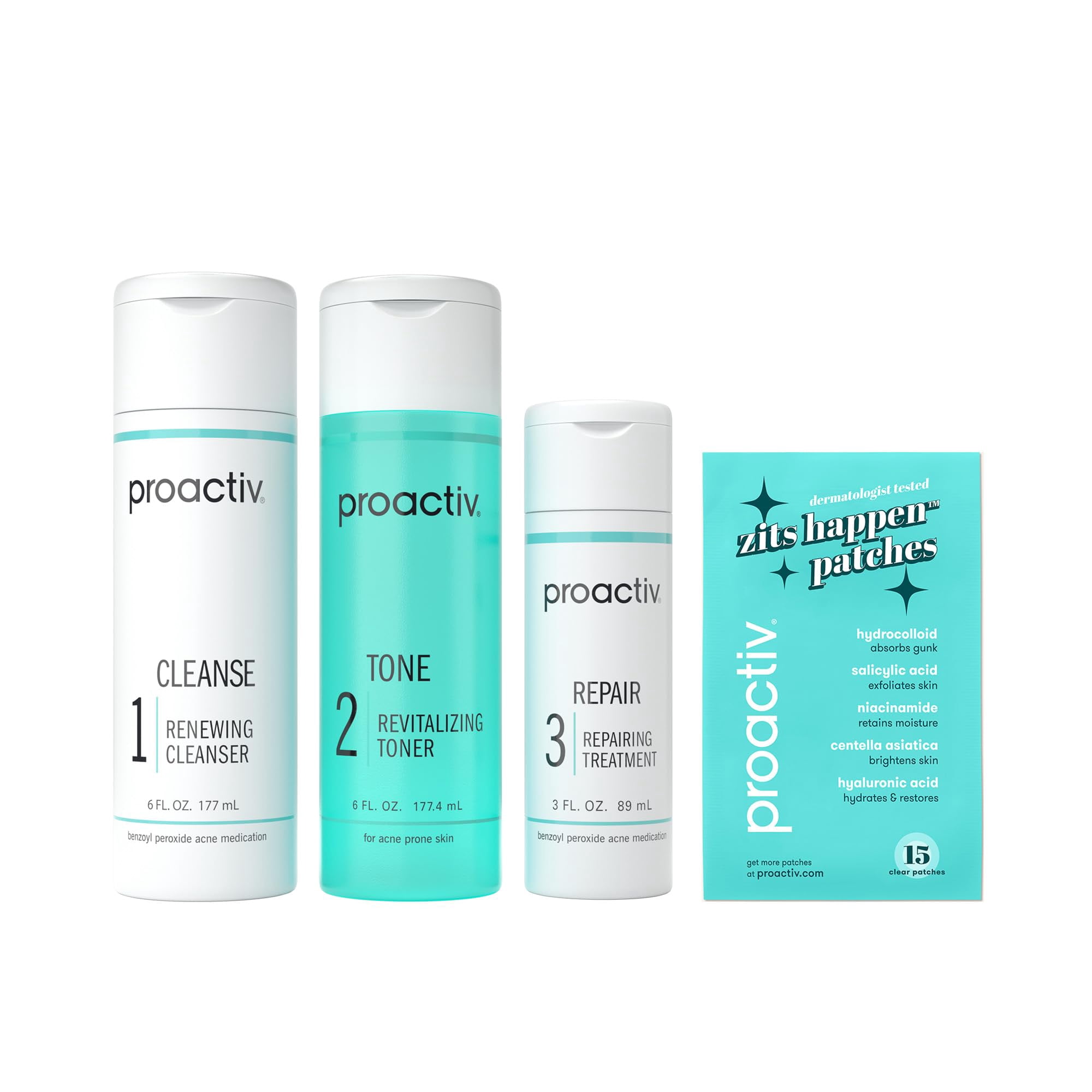 Kit De Tratamiento Para El Acné Proactiv De 3 Pasos Con Parches Para Espinillas, 90 Días