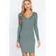 thumbnail image 1 of Vestido Mini De Canalé Con Escote En V Y Manga Larga, 1 of 5
