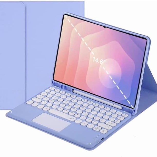 Funda con teclado táctil compatible Samsung Galaxy Tab S11 Ultra (14,6 pulgadas)2025, con portalápices - Teclado Bluetooth táctil magnéticamente desmontable