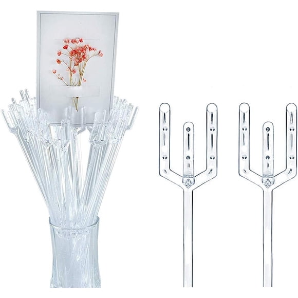 BEADNOVA Floral Pick Card Holder, 50 piezas, plástico transparente, 9 pulgadas