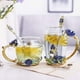 thumbnail image 3 of Tazas de café de vidrio transparente sin plomo con diseño de mariposa y flor esmaltada, taza de té con cuchara de acero, regalos personalizados para mujeres, esposas, mamás, niñas, maestras, amigas, c, 3 of 7