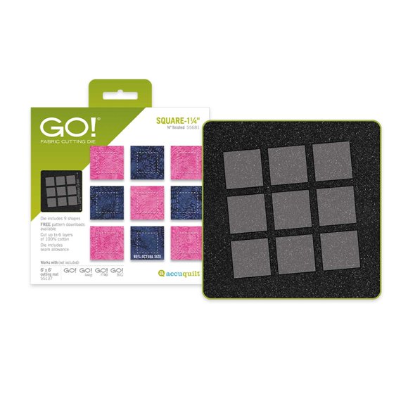 Plantilla AccuQuilt GO! Troquel Cuadrado 1¼" con acabado de 3/4"