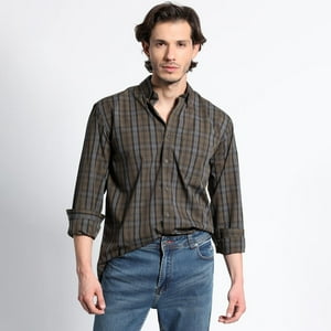 Truval - Camisa Manga Larga Trevira Cuadros Regular Fit Verde Oscuro 3Xl