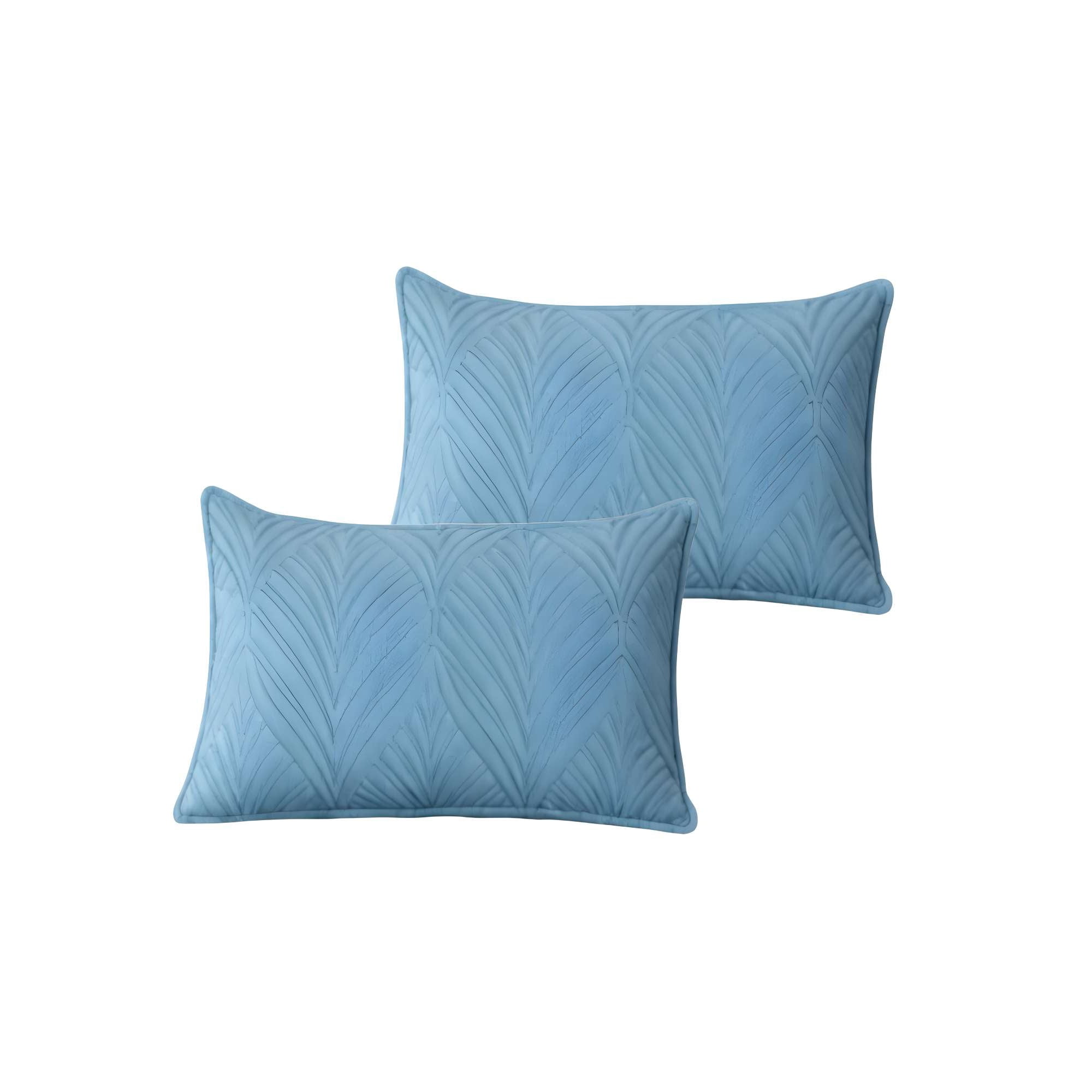 Genérico - Set De 2 Fundas De Cojin Serie Hojas 30x50 Cm Celeste