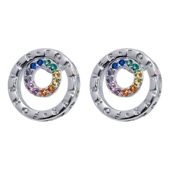 Aros Círculo Forever Circonitas Colores, Pride, Plata 925 Plateado