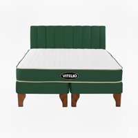 Vitelio - Cama 2 Plazas Modular Europea Verde + Colchón Ortopédic