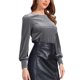 thumbnail image 4 of INSPIRE CHIC Blusa de Terciopelo de Invierno para Mujer Cuello Redondo Manga Larga Casual XL Gris, 4 of 6