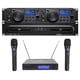 thumbnail image 1 of Reproductor multimedia de CD/MP3 Gemini CDX-2250i Pro DJ dual para montaje en rack con paquete USB con sistema de micrófono inalámbrico de mano dual RockVilie RWM1203VH y pantalla digital, 1 of 3