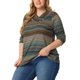 thumbnail image 4 of Agnes Orinda Conjuntos de Halloween para Mujeres Tallas Grandes Tops de Escuela Universitaria Blusa Casual Elegante de Manga 3/4 Cuello Asimétrico Camiseta de Moda 2X Azul Lago, 4 of 5
