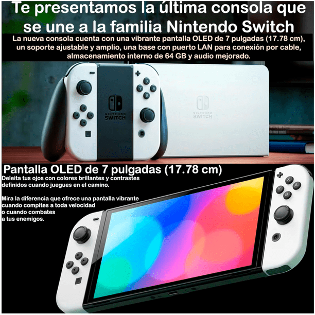 Consola Nintendo Switch Oled Portatil 64gb 7 Pulgadas Blanco | Lider