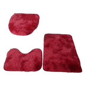 Magideal - Juego De 3 Uds De Alfombrillas De Baño Para Baño Con Tapa De Inodoro, Diseño Elegante, Materiales Absorbentes, Decoración De Baño, Juego De Inodoro De Rojo