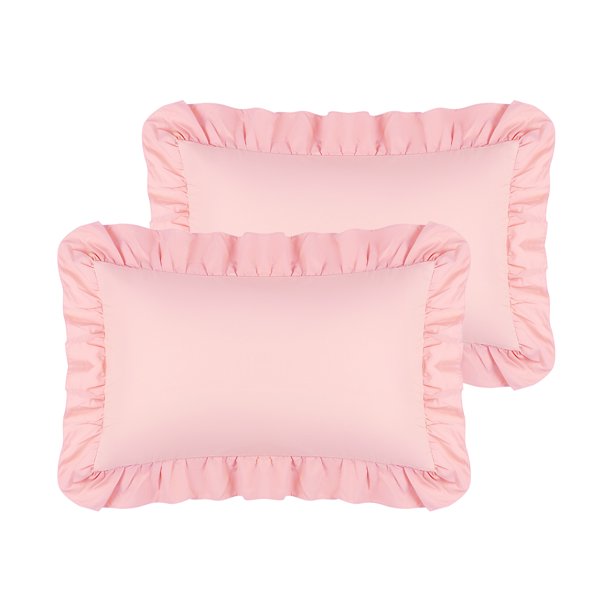 Funda de almohada REGALWOVEN Queen (20"x30") con cierre de sobre, juego de 2 fundas de almohada con volantes, rosa