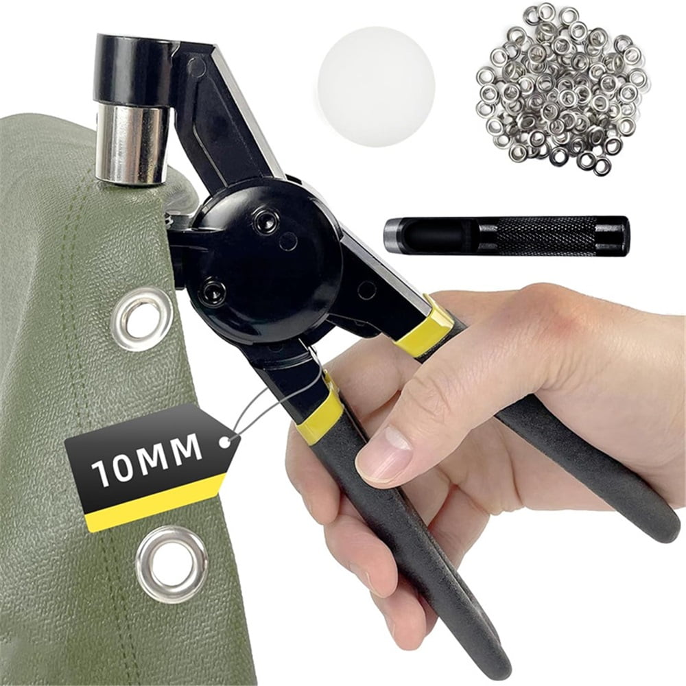 Xusx111 - Kit De Herramientas Grommet Heavy Duty Die Y 300 Conjuntos De Grommets De 10 Mm, Pinzas De Punzón De La Prensa De Remache De La Herramienta De Ojo Manual De Mano Para Tela De Lienzo De Cuero