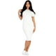 thumbnail image 1 of Vestido Midi Ajustado De Canalé Blanco, 1 of 5