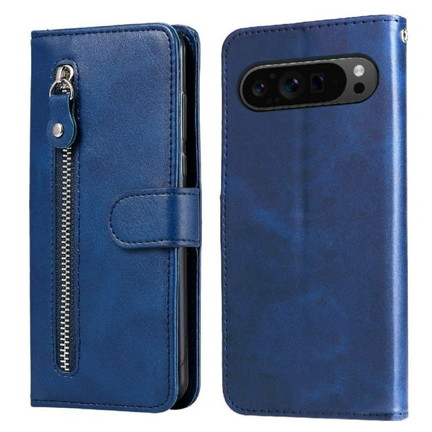 Funda con Cremallera para Google Pixel 9 PRO 5G, Carcasa Cartera de Cuero PU con Soporte y Tarjetero