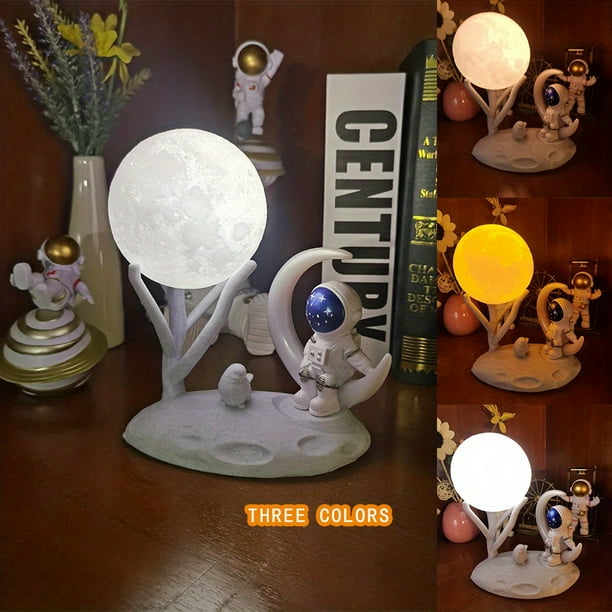 1pc Cute Mini Night Light, Moon Cute Figure Light Rechargeable Astronaut Decoration Astronaut Lamp Tabletop Light Healing Astronaut Astronaut Creative Gift Car Carrying Inside Cake Decoration Luminous
