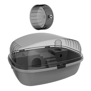 Ioensy - Jaula Grande Para Hámster, Conejo, Ratas, Erizo Transparente, Hábitat Portátil Para Hámster, Color Gris