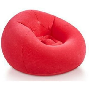 Click Ventas - Puff Sillon Sofa Inflable Respaldo Simil Piel Reforzado Multicolor Rojo