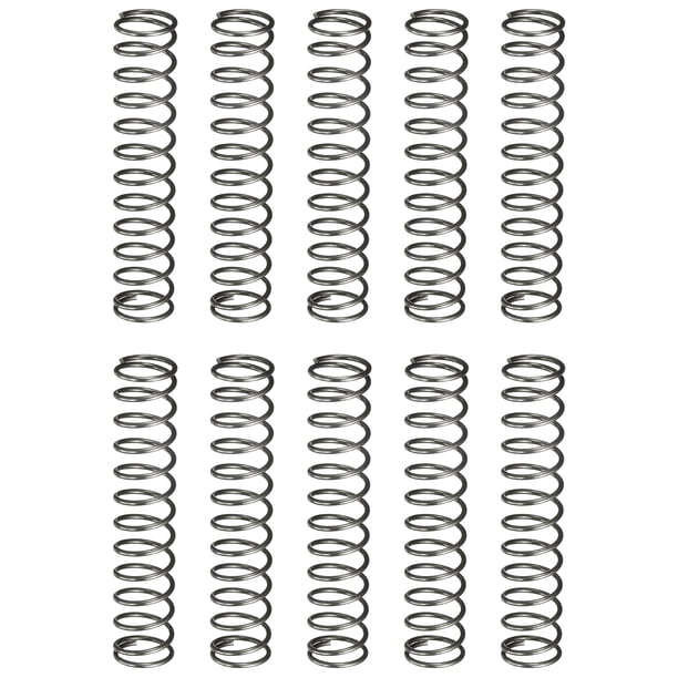 Uxcell 10 Paquete de Resortes de Compresión, 9mm OD, 0.8mm Tamaño de Alambre, 45mm Longitud Libre, Construcción de Acero para Resortes Mecánicos de Compresión Extendida, Tono Plateado