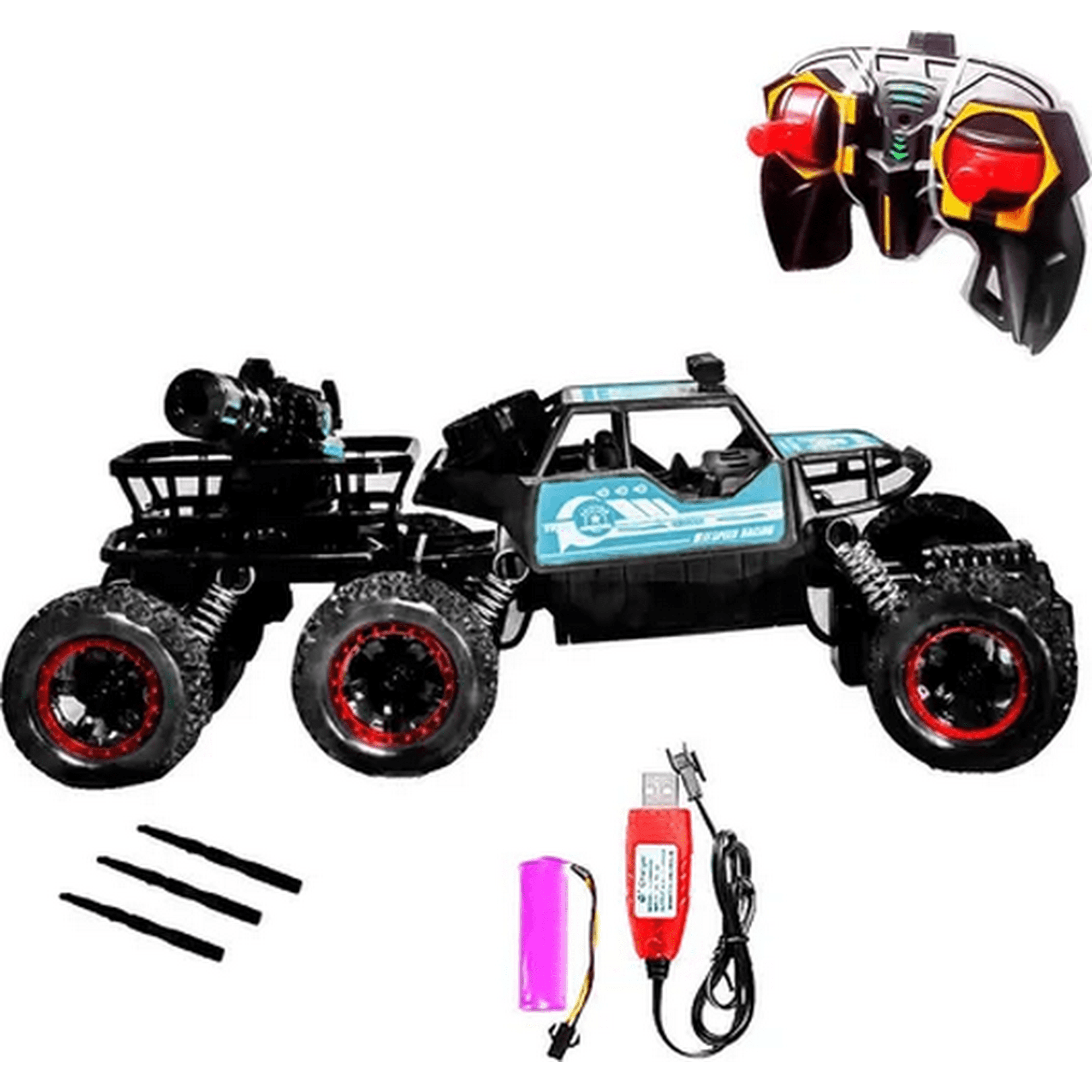 Genérico - Auto Rc 6 Ruedas 4x4 Con Cañón 35a