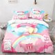 thumbnail image 1 of Cartoon Animal Duvet Cover Cute Rainbow Rabbit Bedding Set Microfiber Wildlife Quilt Cover Size For Girls Boys Kawaii Room Bed Sheets, 1 of 5
