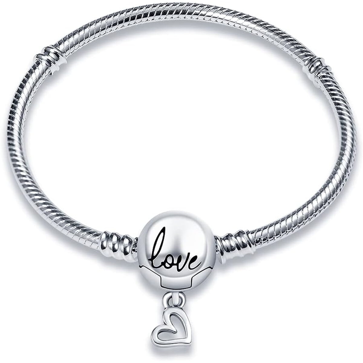Pulsera Kunsir Plata 925 Cadena Snake Dije Love