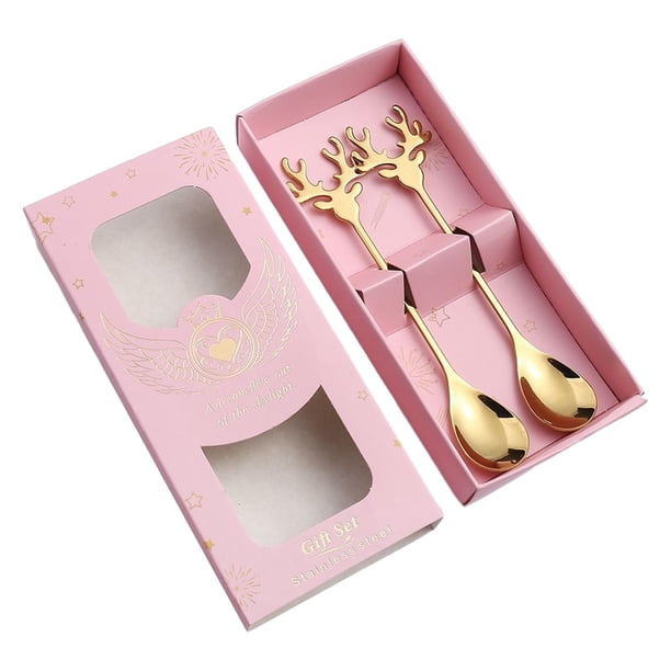 Kits De Cubiertos De Navidad, Cuchara De Postre De Acero Inoxidable Para Decoración De Cocina De Fiesta, Tipo Alce, 2 Uds.