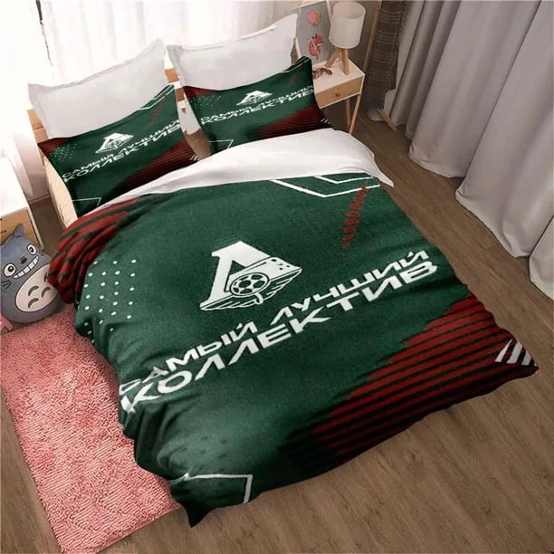 v2675 Bed Sheets FC Lokomotiv Moscow Football Bedding Set Single Twin Full Queen King Size Bed Set Aldult Kid Bedroom 3-Piece Bedding Set (1 Duvet Cover + 2 Pillow Shams) Bed Sheets ju2675
