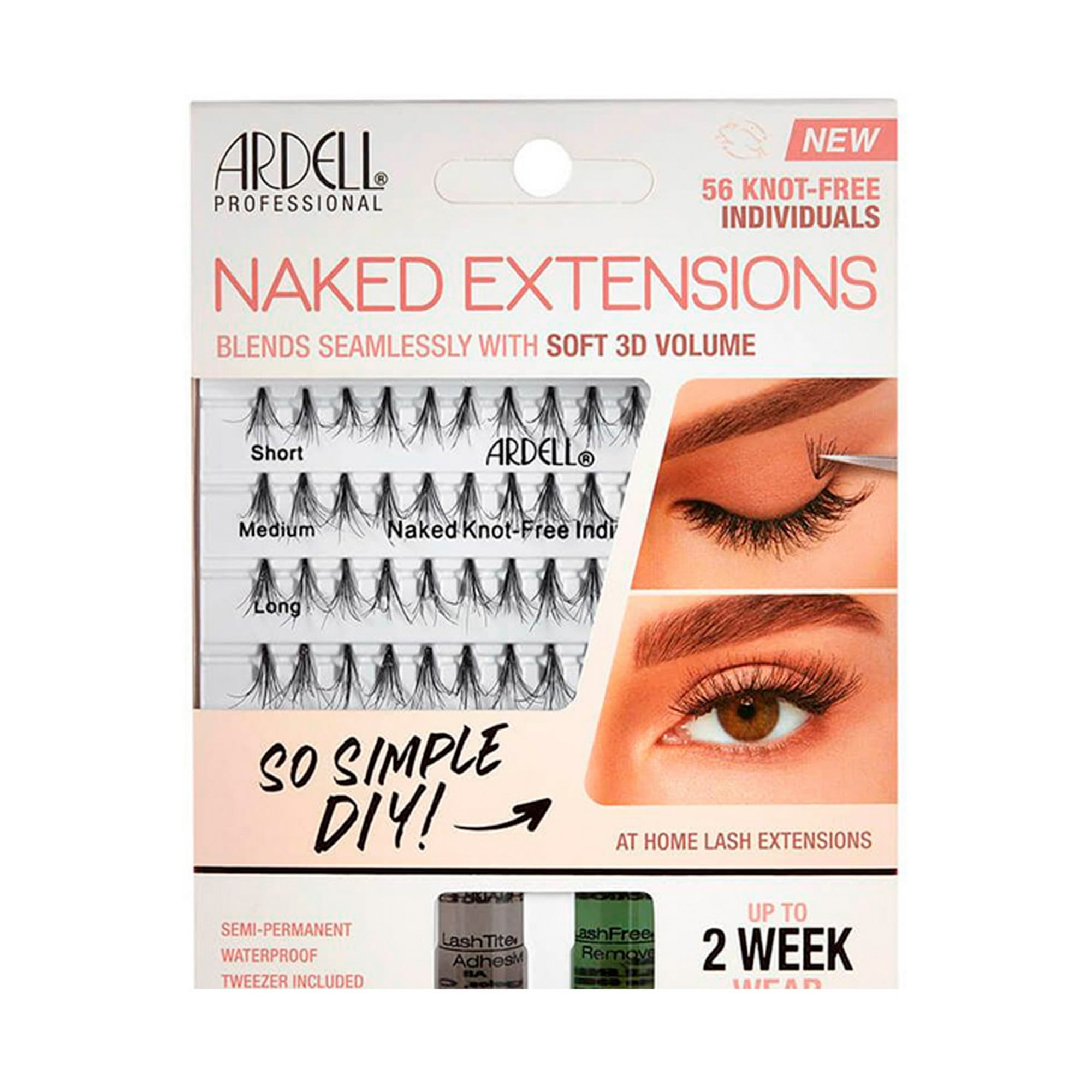 Ardell - Kit Pestañas Individuales Naked Extensions Volumen 3d Semipermanente Waterproof