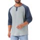thumbnail image 4 of Edición INSPIRE CHIC Camisetas de Hombre Manga Larga Raglán Casual Béisbol Henley Tallas 2XL Gris Marino, 4 of 6