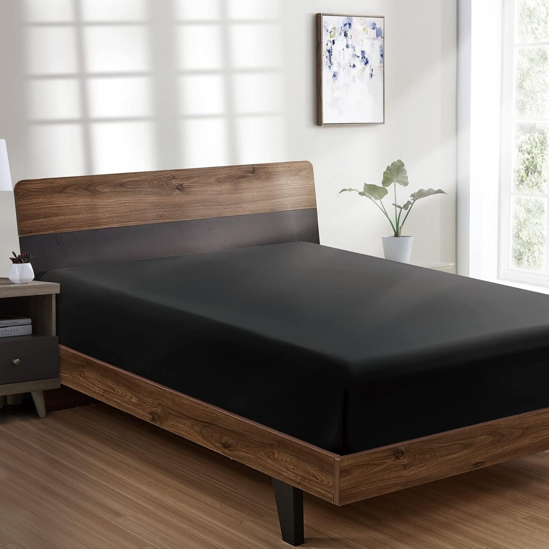 Sabanas Bajera 2 Plazas Negra Hogar Ultra Suave Hilos Aura Zeus