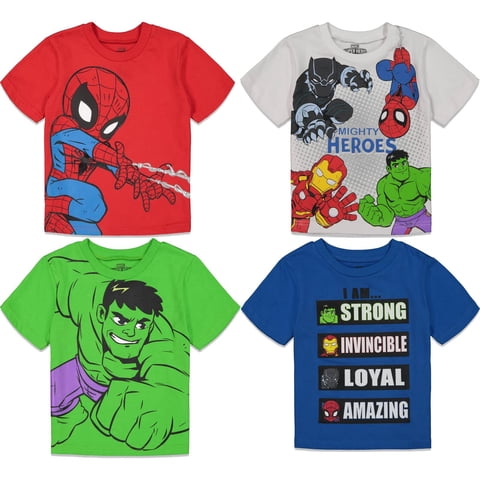 Pack De 4 Remeras Gráficas Marvel Avengers Para Niños Pequeños Talla 3T